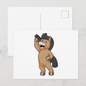 Carte Postale Cheval coiffeur avec peigne (Devant / Derrière)