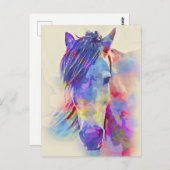 Carte Postale Cheval coloré Design artistique (Devant / Derrière)