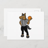 Carte Postale Cheval comme arbitre avec ballon de basket et siff (Devant / Derrière)