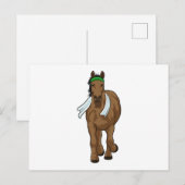 Carte Postale Cheval comme coureur avec serviette (Devant / Derrière)