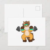 Carte Postale Cheval comme culturiste avec haltère (Devant / Derrière)