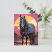 Carte Postale Cheval Coucher de Soleil Violet (Debout devant)