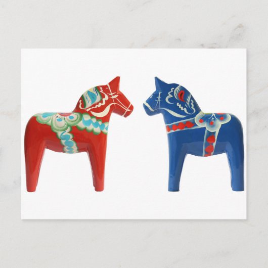 Carte Postale Cheval Dala Rouge et Bleu (Devant)