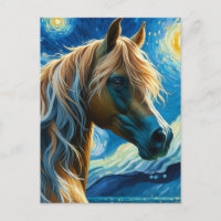 Cheval dans la nuit étoilée de Van Gogh