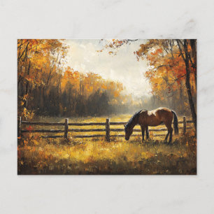 Carte Postale Cheval dans le champ Golden Hour Peinture