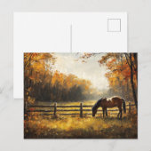 Carte Postale Cheval dans le champ Golden Hour Peinture (Devant / Derrière)