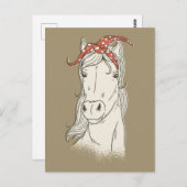 Carte Postale Cheval dans un bandeau (Devant / Derrière)