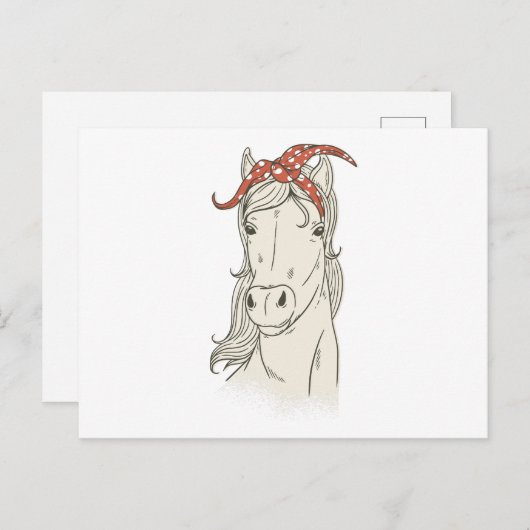 Carte Postale Cheval dans une Bandana (Devant / Derrière)