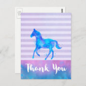 Carte Postale Cheval d'aquarelle sur le Merci horizontal de (Devant / Derrière)