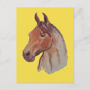 Carte Postale Cheval de baie sur Jaune