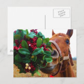 Carte Postale Cheval de baiser sous Mistletoe (Devant / Derrière)
