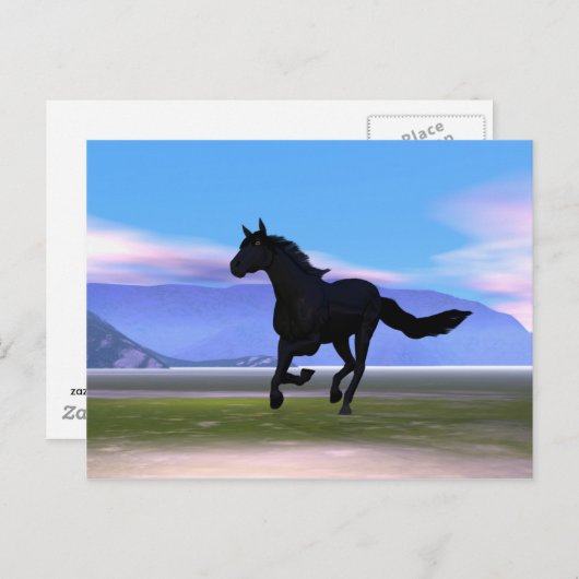 Carte Postale Cheval de Black Galloping (Devant / Derrière)