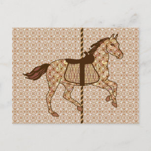 Carte Postale Cheval de carrousel - Chocolat Brown et Tan