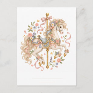 Carte Postale Cheval de carrousel élégant Conte de fées français