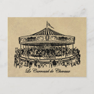 Carte Postale Cheval de Carrousel français Vêtements et cadeaux
