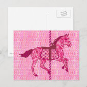 Carte Postale Cheval de carrousel - Fuchsia rose (Devant / Derrière)