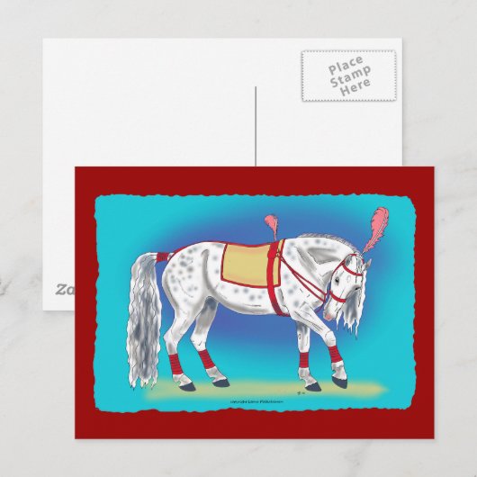 Carte Postale Cheval de cirque (Devant / Derrière)