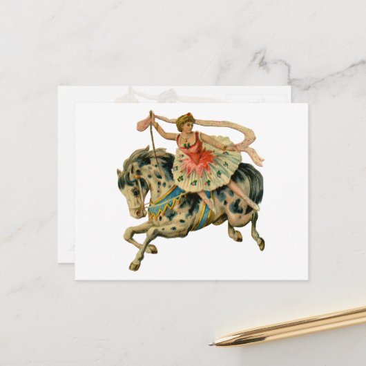 Carte Postale Cheval de cirque et danseuse (Devant/Arrière en situation)