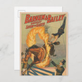Carte Postale Cheval de cirque sautant à travers un cerceau enfl (Devant / Derrière)