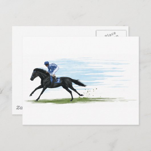 Carte Postale cheval de course (Devant / Derrière)