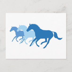 Carte Postale Cheval de course (bleu)