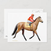 Carte postale Cheval de course de Bay Thoroughbred (Devant / Derrière)