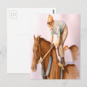 Carte Postale Cheval de course et Jockey (Devant / Derrière)