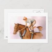 Carte Postale Cheval de course et Jockey (Devant / Derrière)