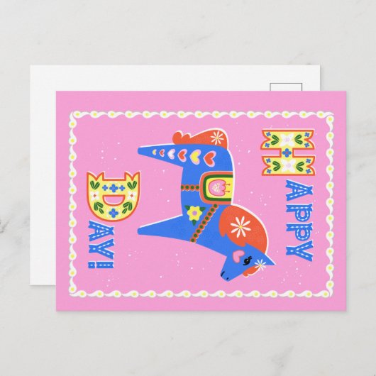 Carte postale cheval de Dala (Devant / Derrière)