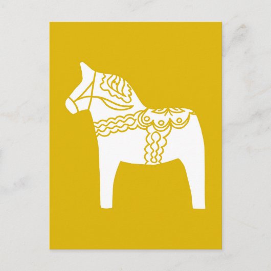 Carte Postale Cheval de Dala Jaune (Devant)