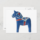 Carte Postale Cheval de Dala suédois bleu (Devant / Derrière)