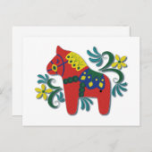 Carte Postale Cheval de Dala suédois coloré (Devant / Derrière)