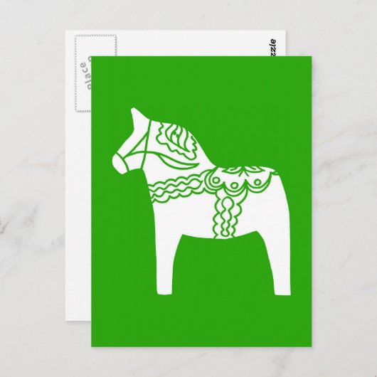 Carte Postale Cheval de Dala vert (Devant / Derrière)