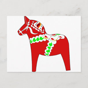 Carte Postale Cheval de Dalarna Rouge