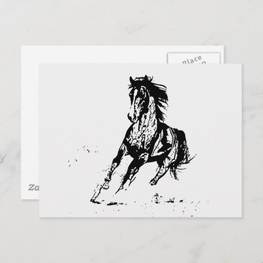 Carte Postale Cheval de dessin de bande dessinée (Devant / Derrière)