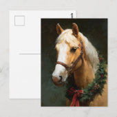 Carte Postale Cheval de fête élégant avec couronne (Devant / Derrière)