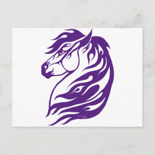 Carte Postale Cheval de Feu Tribal Violet