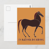 Carte Postale Cheval de l'Ancien Jar Grec, "Je préfère monter" (Devant / Derrière)
