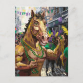 Carte Postale Cheval de Mardi Gras heureux drôle (Devant)