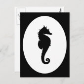 Carte Postale Cheval de mer noir et blanc (Devant / Derrière)