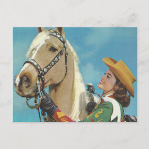 Carte Postale Cheval de palomino et de la chauve-souris vintage 