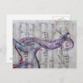 Carte Postale Cheval de peinture original sur la feuille de chan (Devant / Derrière)