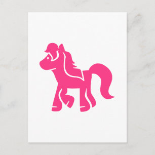 Carte Postale Cheval de poney rose