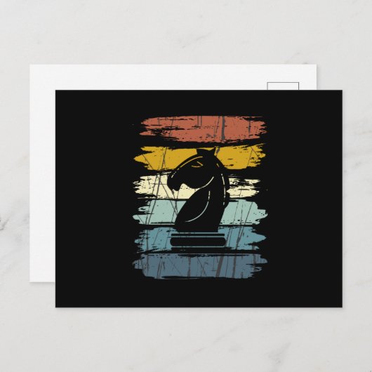 Carte Postale Cheval d'échecs Rétro (Devant / Derrière)