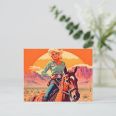 Carte Postale Cheval d'équitation vintage Cowgirl (Debout devant)