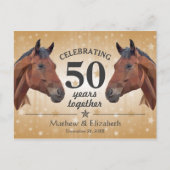 Carte Postale Cheval Élégant Or personnalisé 50e Anniversaire de (Devant)