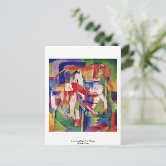 Carte Postale Cheval Eléphant Vache Hiver Par Marc Franz (Debout devant)