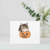 Carte Postale Cheval En Chevaux Doux Citrouille Joyeux Halloween (Debout devant)