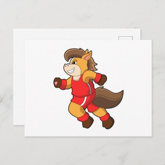 Carte Postale Cheval en Course (Devant / Derrière)