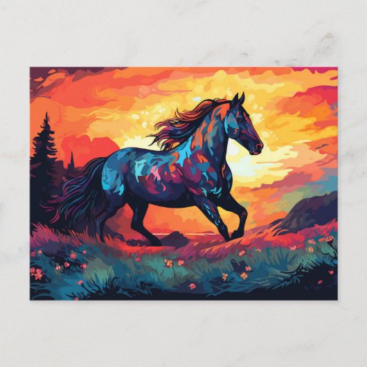 Carte Postale Cheval En Course Sur Le Terrain Art Abstrait Cheva (Devant)